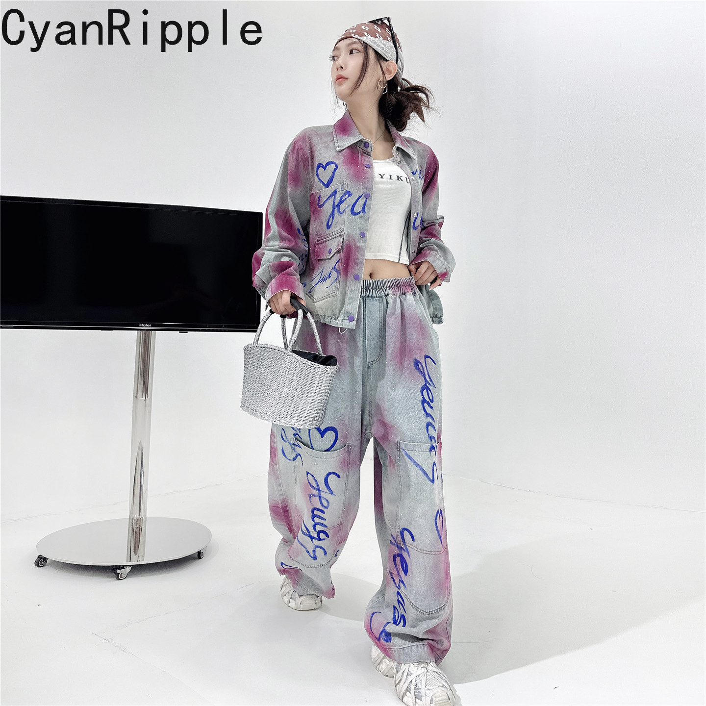 Down Jacket Packable - Fashionable Autumn Women Denim Set Hot
