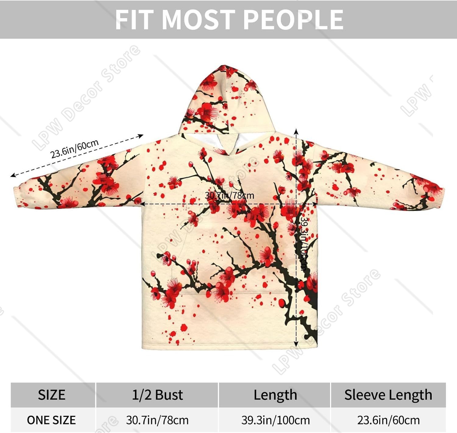 Red Cherry Blossom Wearable Bl - đánh giá và giá Sherpa Hoodie Fleece