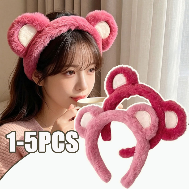 1-5PCS Cute Strawberry Bear Pl - đánh giá và giá Winter Headband Fleece