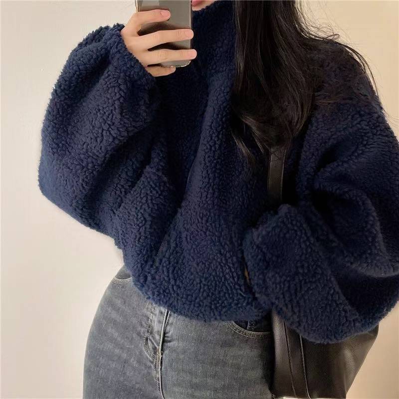 Women Stand Collar Cropped Zip - đánh giá và giá Sherpa Hoodie Fleece
