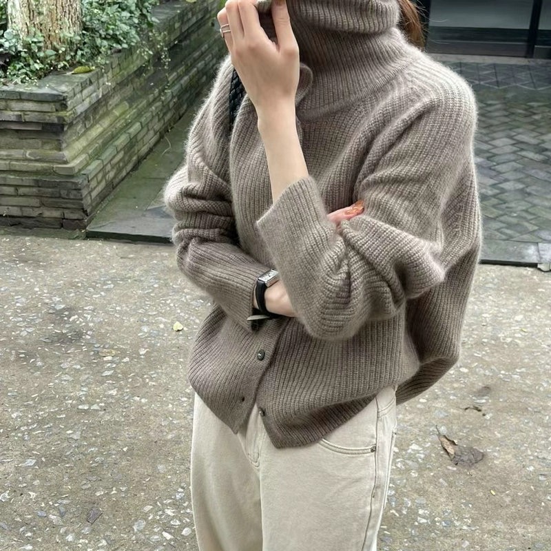 Turtleneck Cardigan Ladies 100 - đánh giá và giá Wool Coat Peacoat